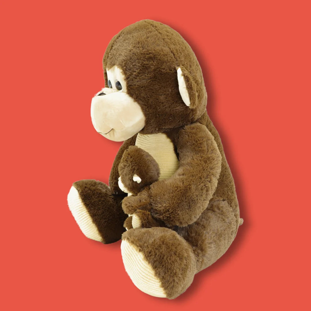 Giant 80cm Brown Stuffed Monkey Plush Soft Toy - Cookies and Cream - Side View Image - Dreamzity