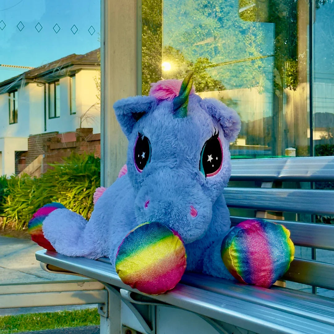 Giant 110cm Stuffed Unicorn Plush Soft Toy - Starsie - Outdoor Shooting Image - Dreamzity