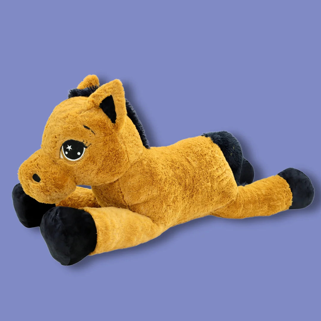 120cm Brown Stuffed Horse Plush Soft Toy - Kelsie - 45 degree View Image - Dreamzity