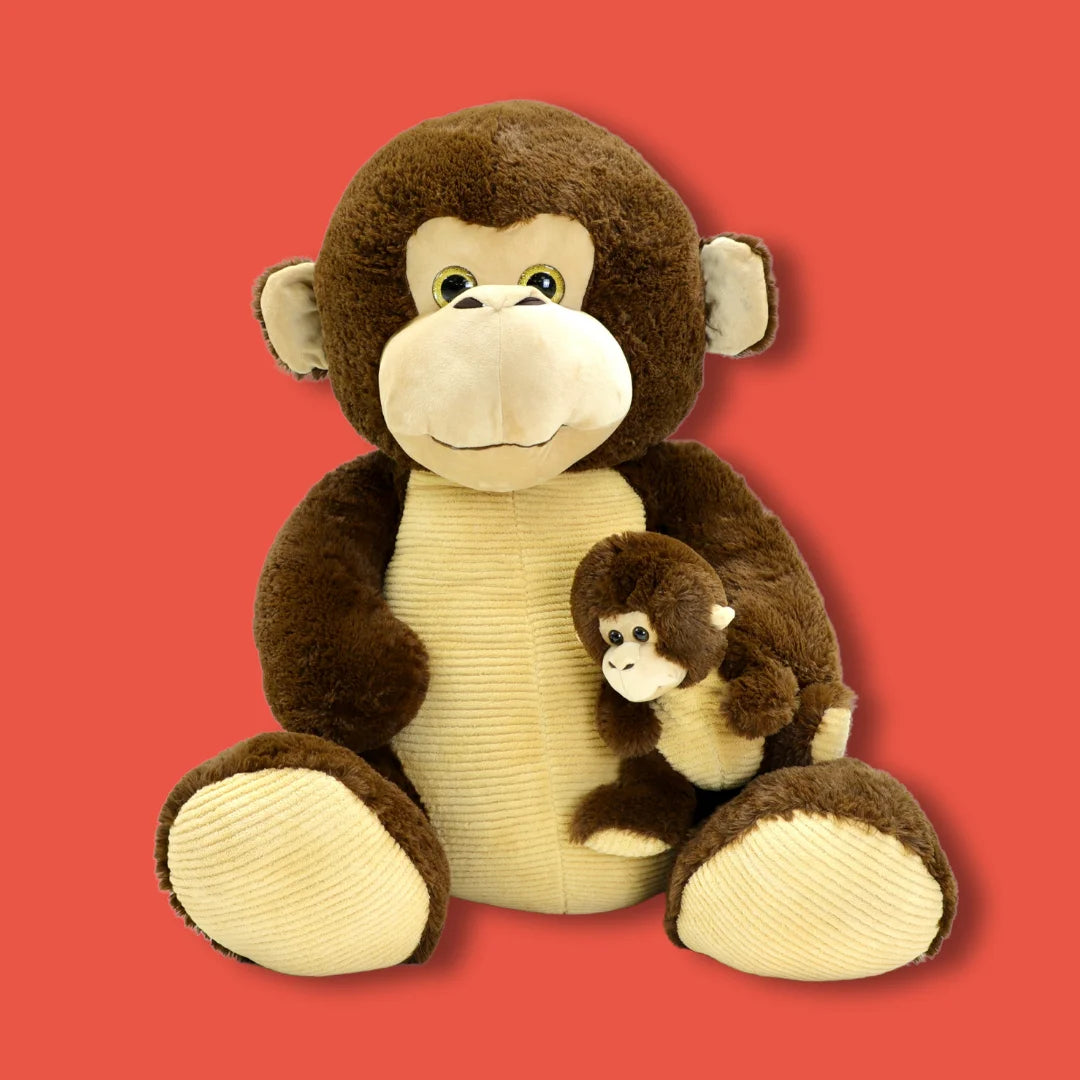 Giant 80cm Brown Stuffed Monkey Plush Soft Toy - Cookies and Cream - Front View Image - Dreamzity