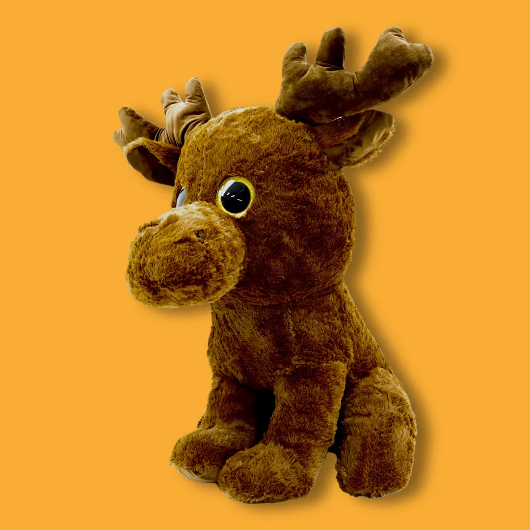 77cm Brown Stuffed Reindeer Plush Soft Toy - Lottsie - 45 degree View Image - Dreamzity