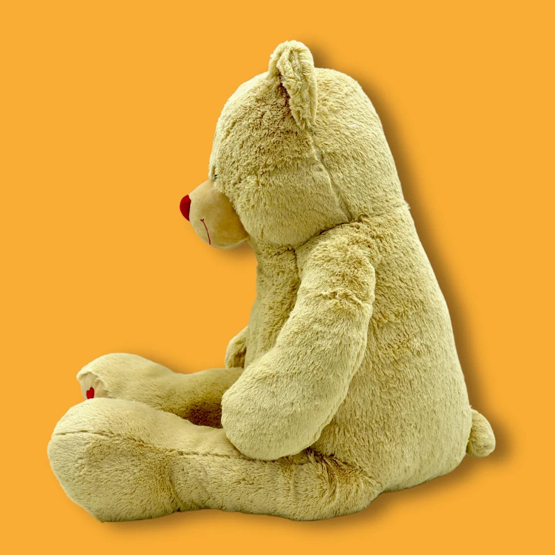 100cm Gold Stuffed Teddy Bear Plush Soft Toy - Heartsie - Side View Image - Dreamzity