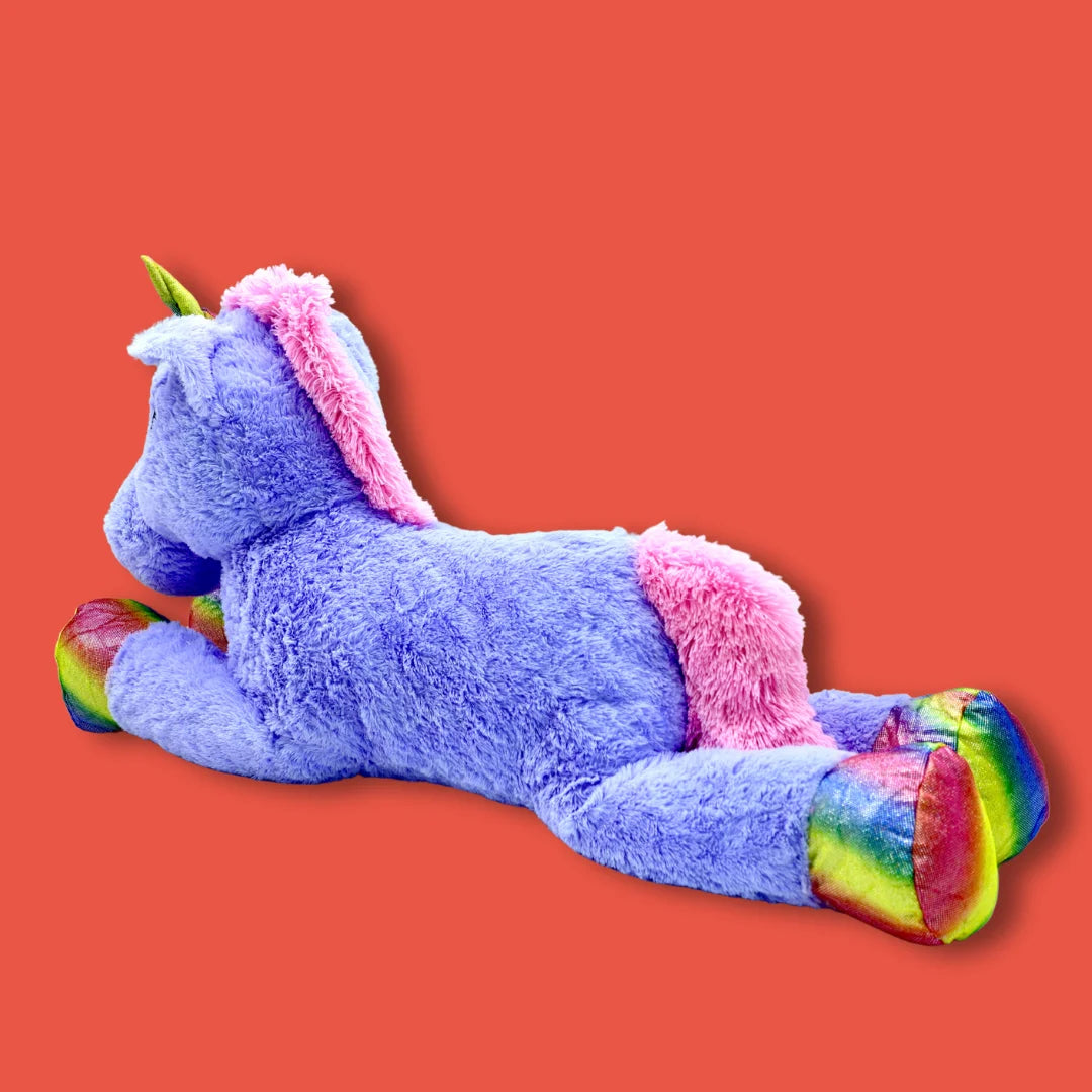 110cm Purple Stuffed Unicorn Plush Soft Toy - Starsie - 135 Degree View Image - Dreamzity