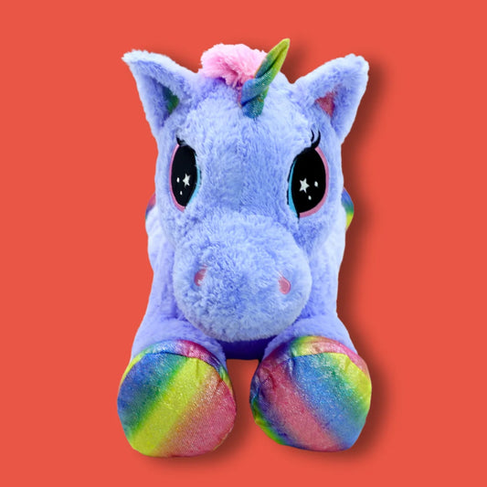 110cm Purple Stuffed Unicorn Plush Soft Toy - Starsie - Front View Image - Dreamzity