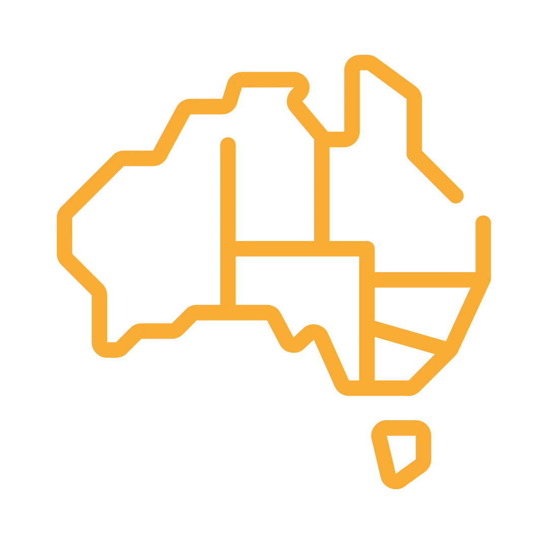 An icon of the Australian continent, symbolising the business is based in Australia.